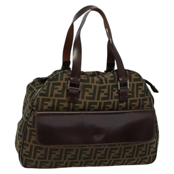 FENDI Zucca Canvas Hand Bag Black Brown Auth ar13658 - Picture 1 of 16